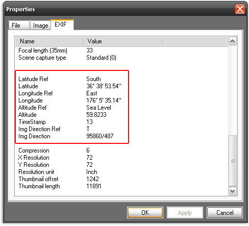 XnView View EXIF Data