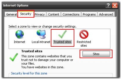 IE Trusted Sites Settings